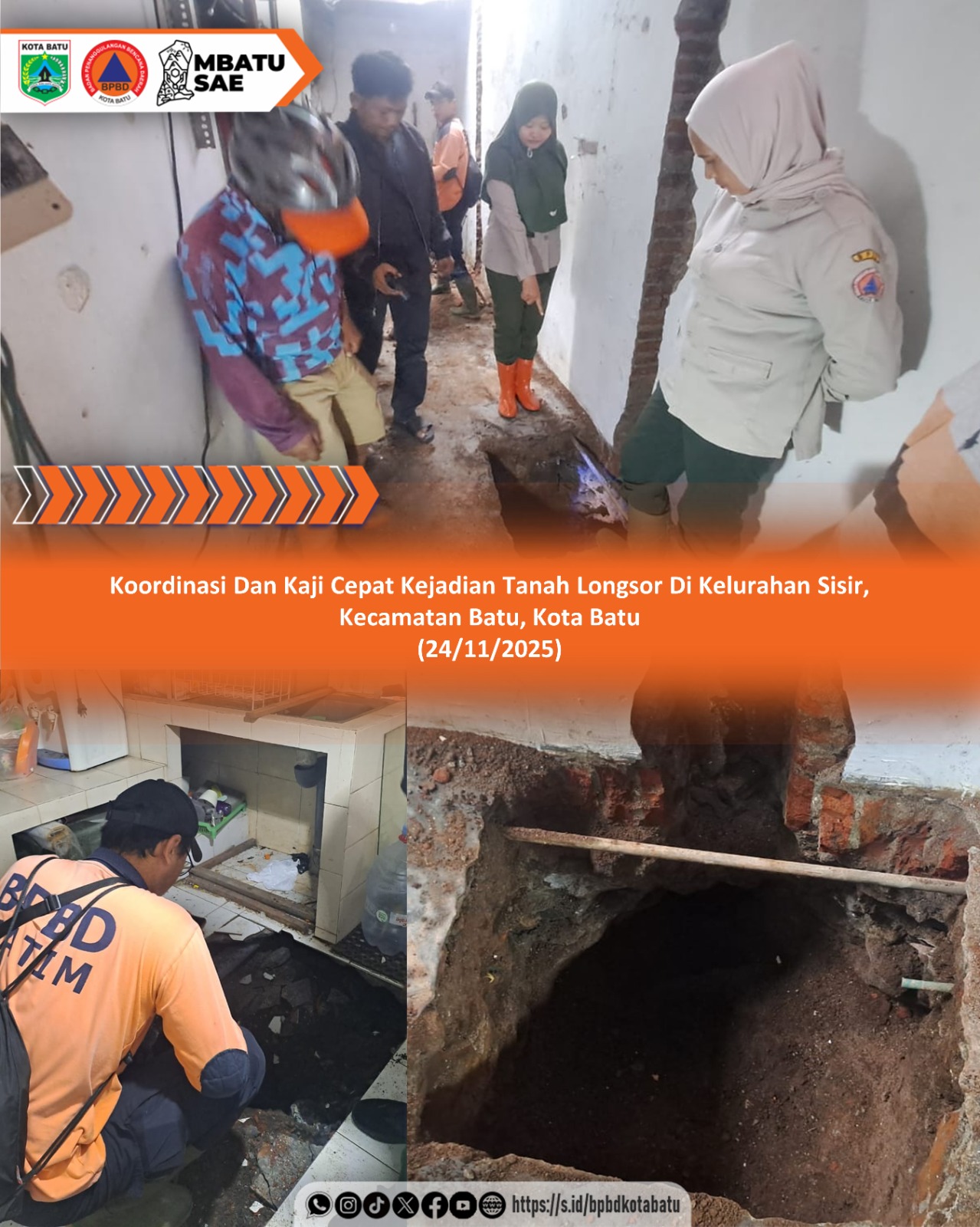 Tanah Longsor di Batu Akibat Kebocoran Pipa Saluran Air