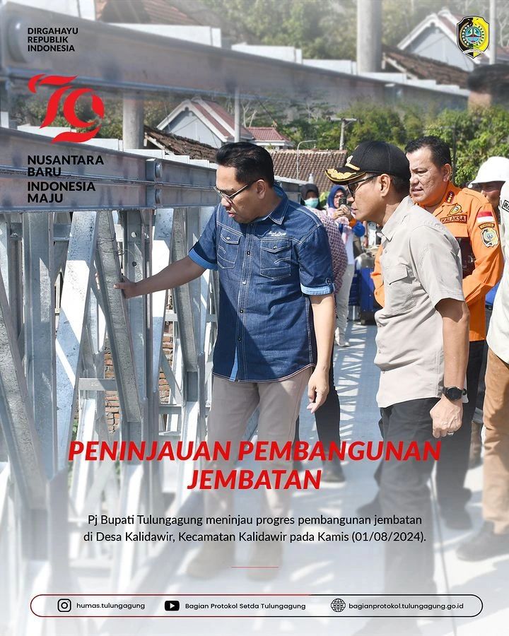 Pj Bupati Tulungagung Tinjau Pembangunan Jembatan di Desa Kalidawir