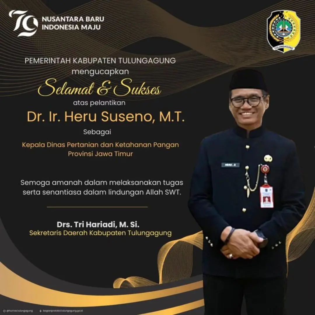 Pelantikan Dr. Ir. Heru Suseno sebagai Kepala Dinas Pertanian Jatim
