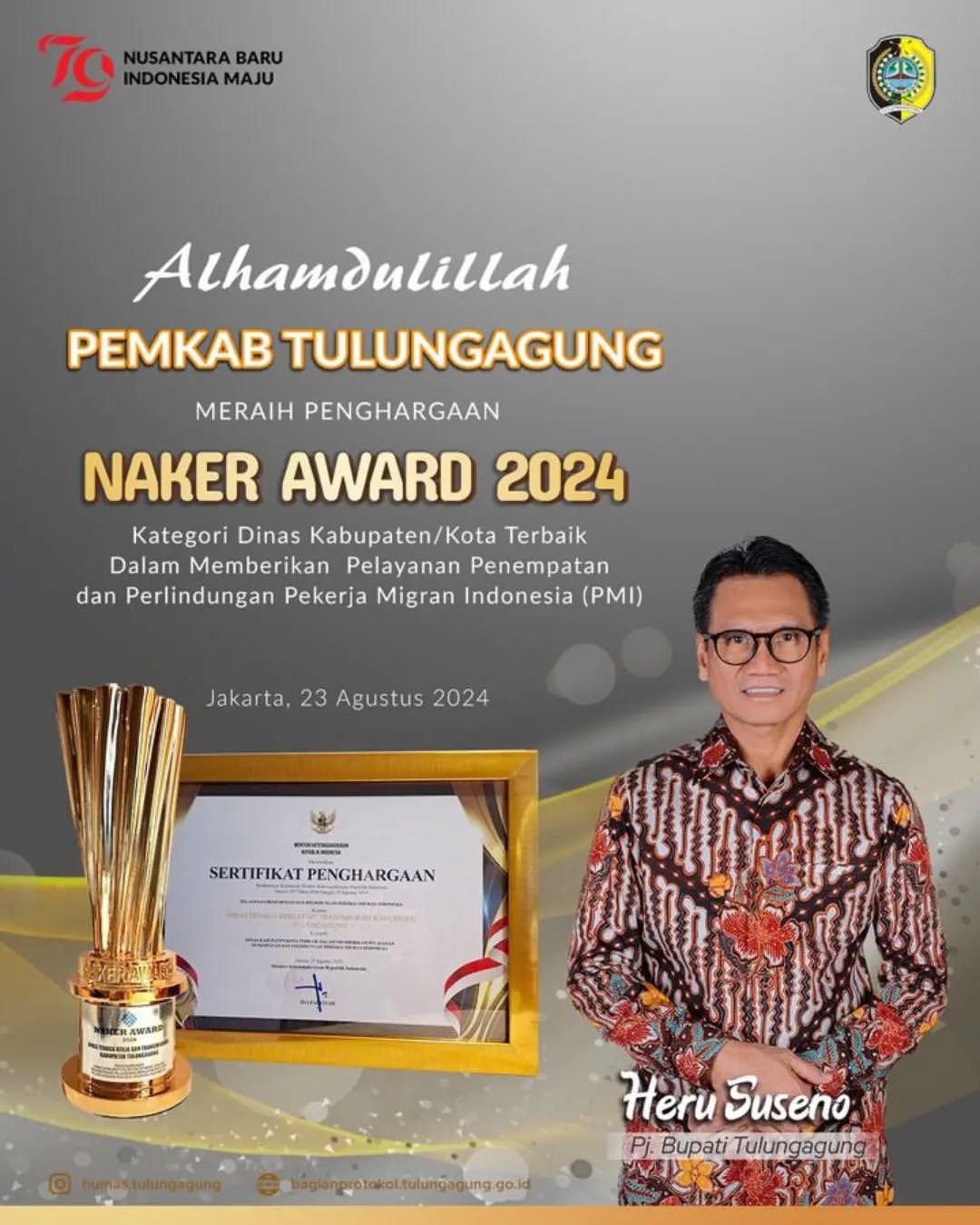 Pemkab Tulungagung Raih Penghargaan Naker Award 2024