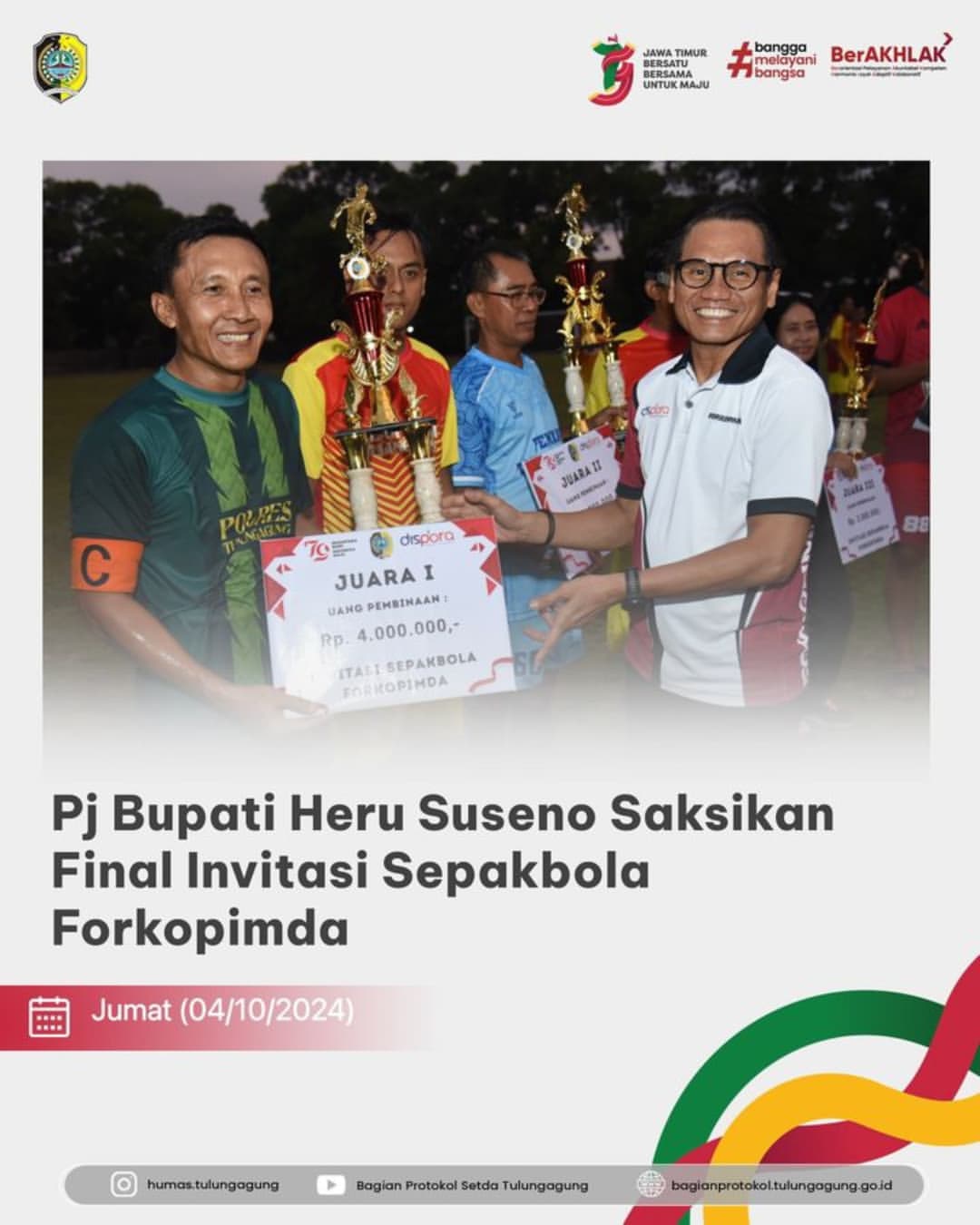 Final Invitasi Sepakbola Forkopimda di Tulungagung Berjalan Seru