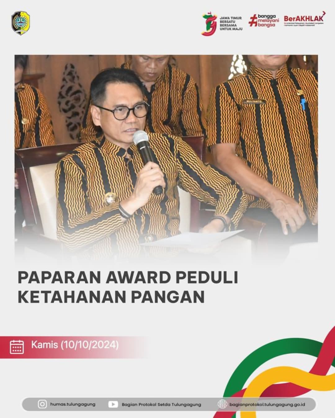 Pemkab Tulungagung Mendapat Apresiasi dalam Award Peduli Ketahanan Pangan