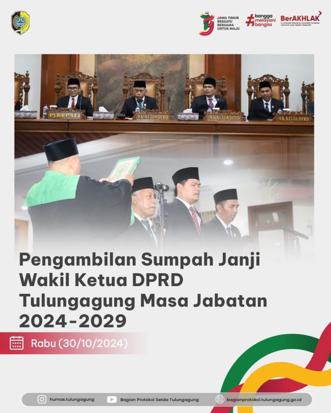 Pelantikan Wakil Ketua DPRD Tulungagung Masa Jabatan 2024-2029