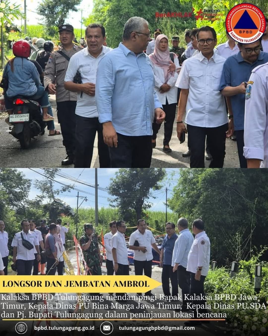 Pemerintah Tulungagung Tinjau Lokasi Tanah Longsor dan Jembatan Ambrol