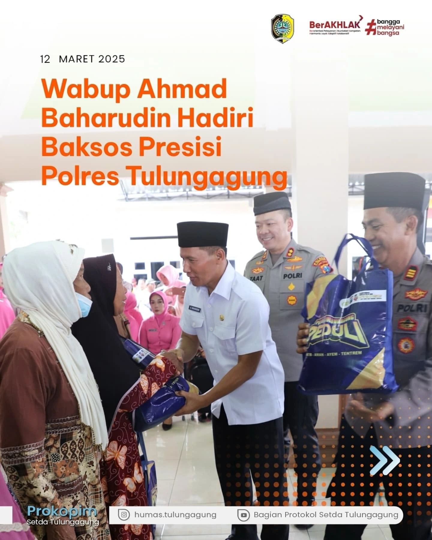 Bakti Sosial Polres Tulungagung Bagikan Paket Sembako dan Layanan Kesehatan Gratis