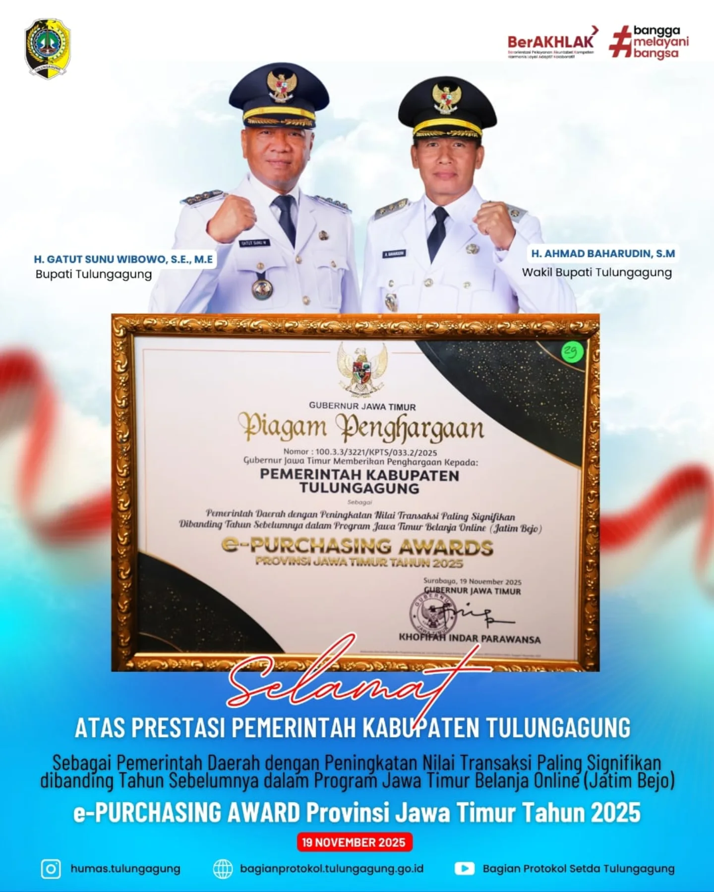 Pemerintah Tulungagung Raih Penghargaan Transaksi Online Terbaik di Jawa Timur