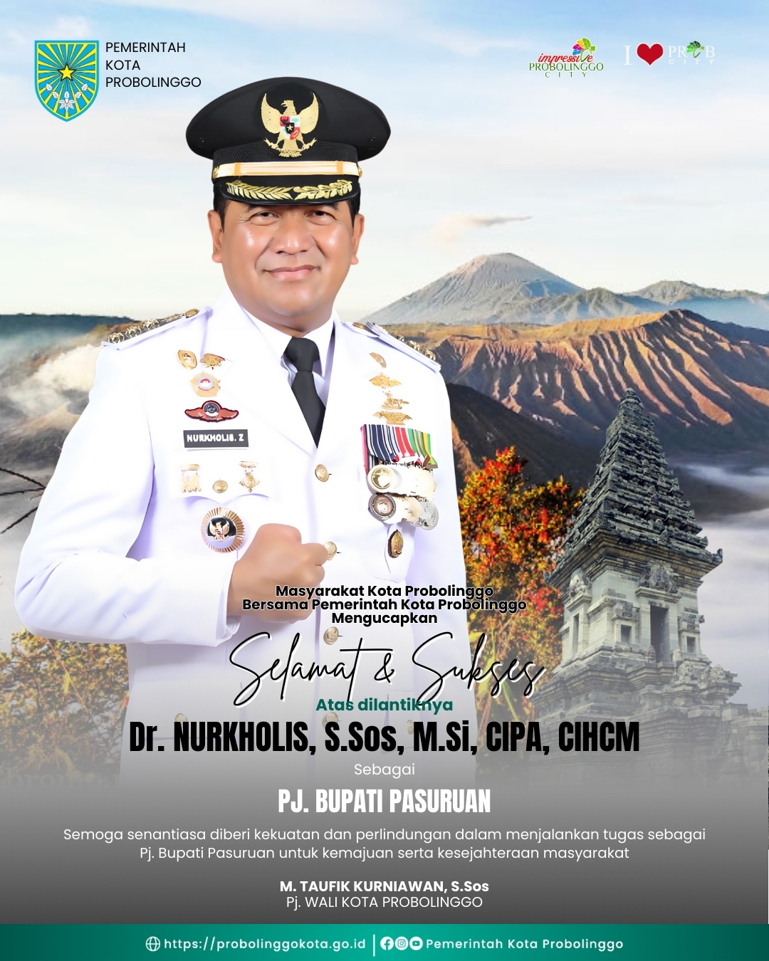 Ucapan Terima Kasih untuk Bapak Dr. Nurkholis dari Pemerintah Kota Probolinggo