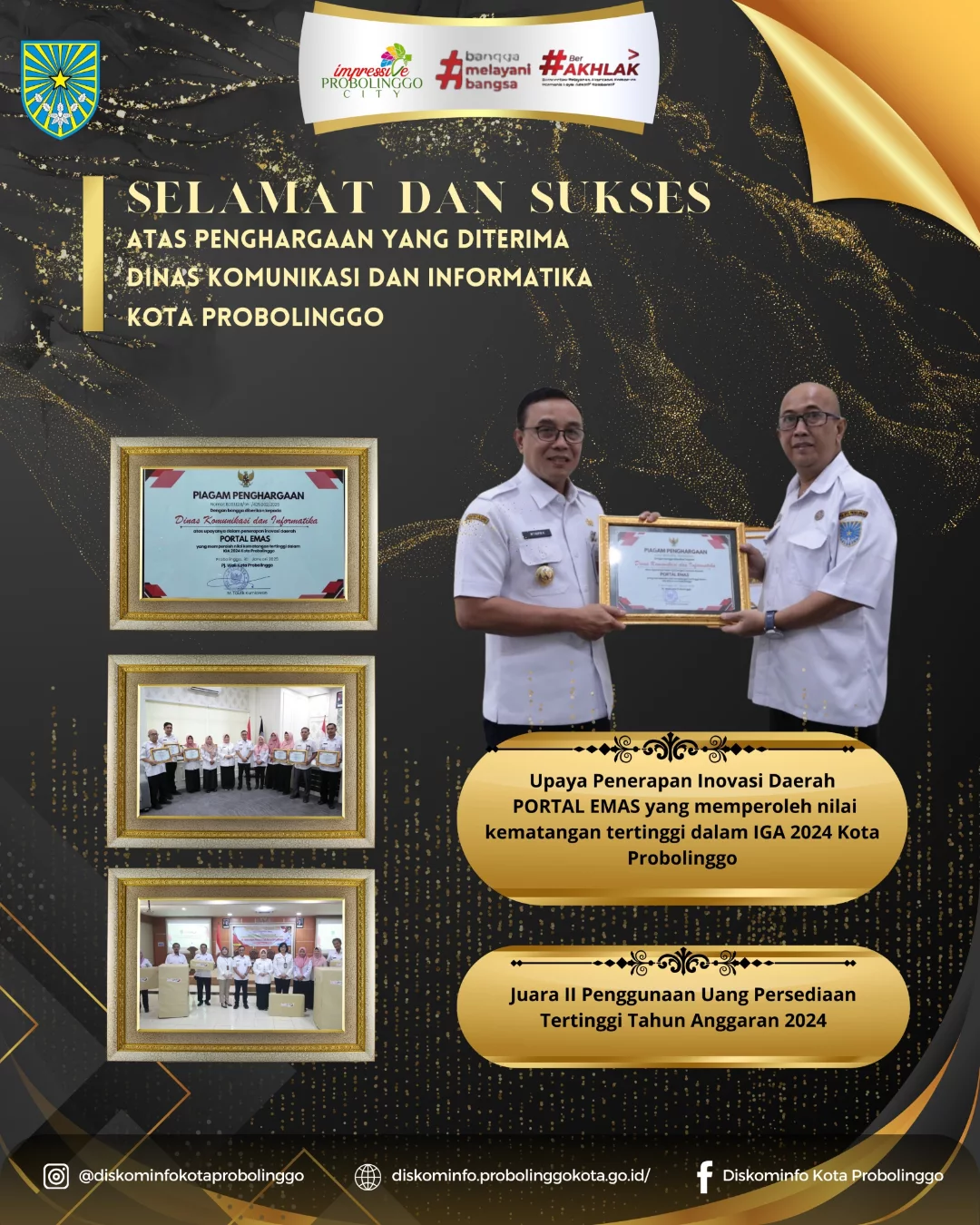 Penghargaan untuk Diskominfo Kota Probolinggo dari Pj Wali Kota