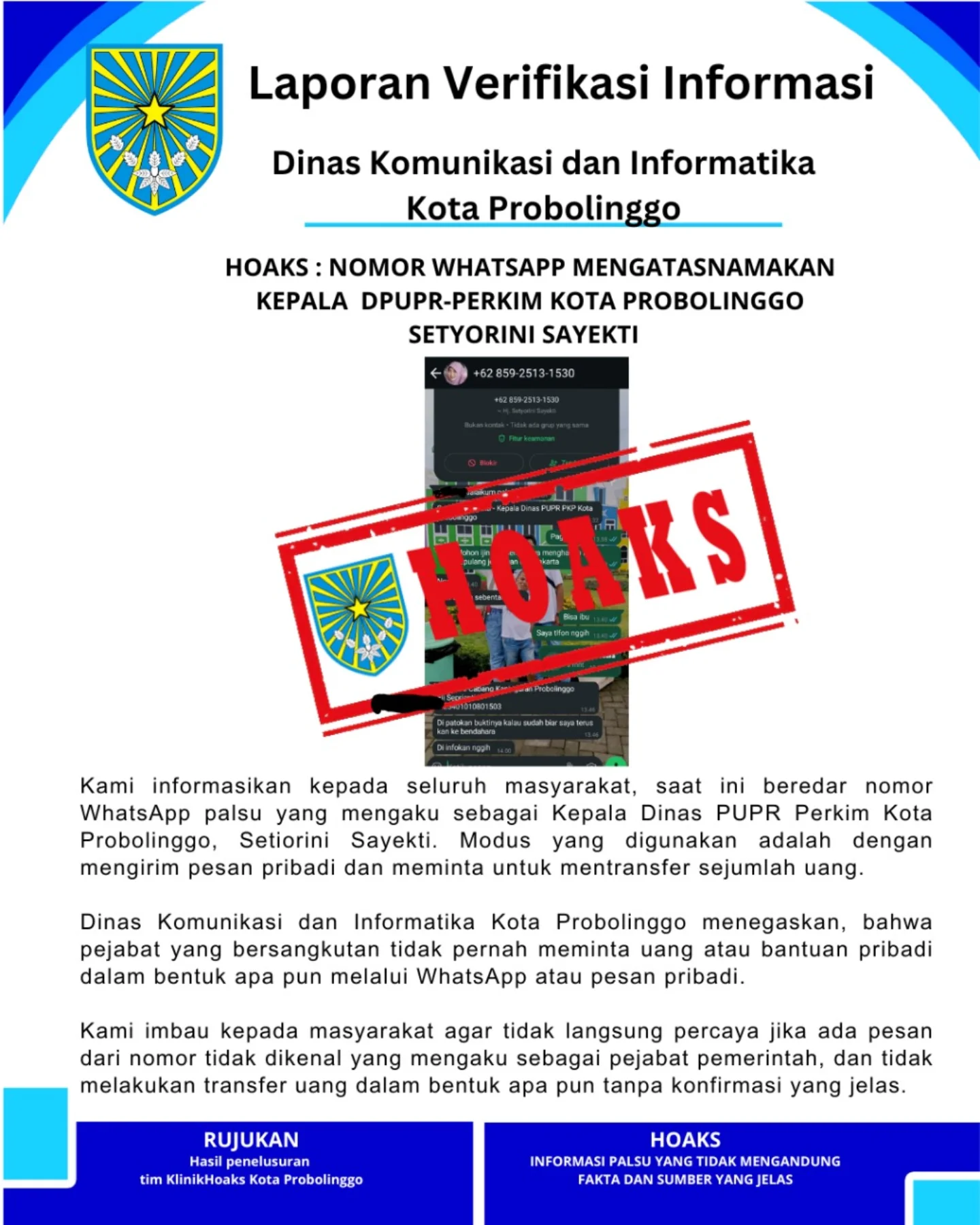 Waspadai Hoaks! Penggunaan Nomor WhatsApp Palsu di Probolinggo