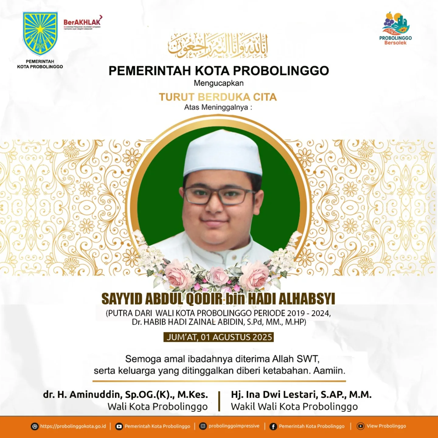 Berduka Cita, Daerah Probolinggo Kehilangan Putra Betul dari Wali Kota