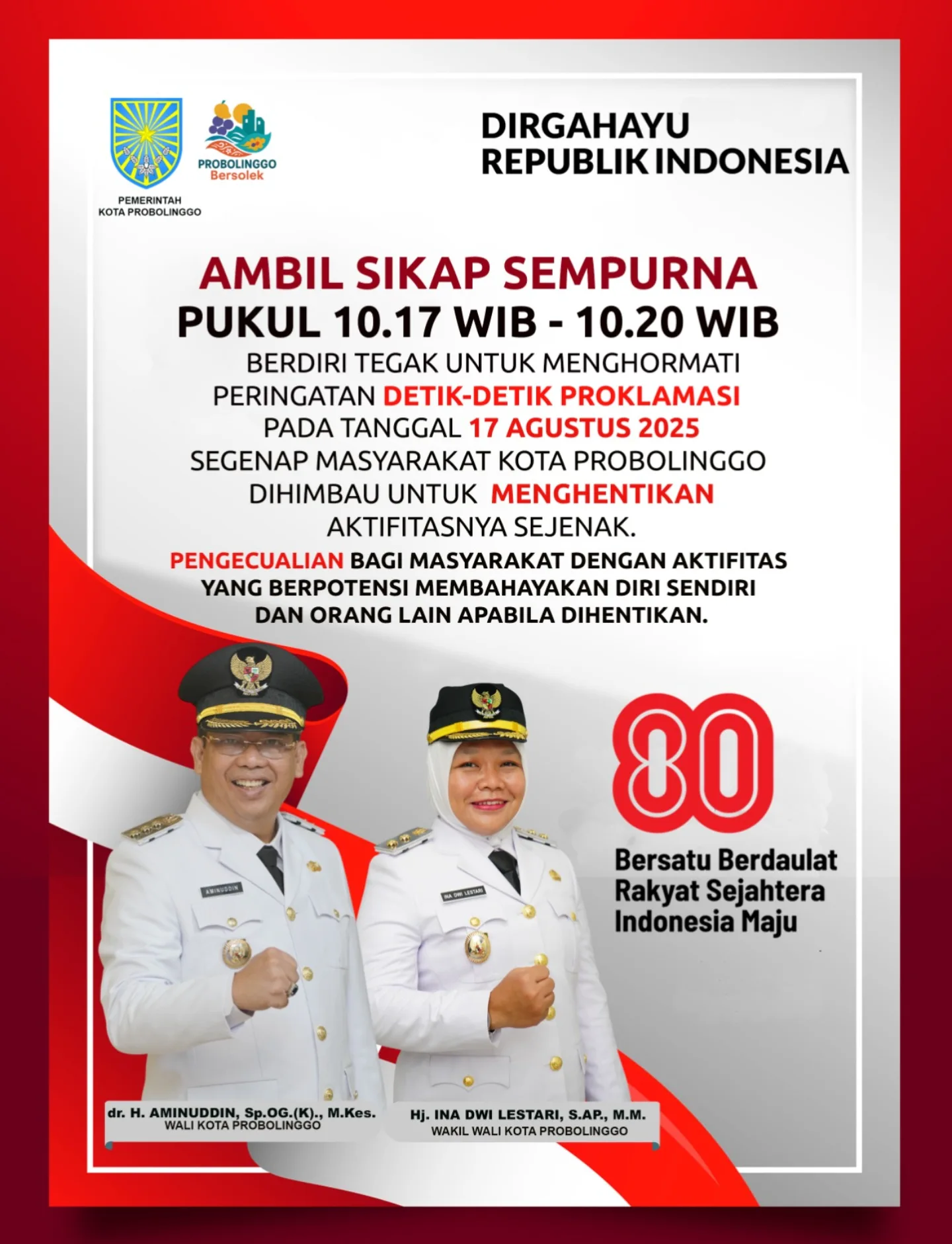Warga Probolinggo Diajak Mengambil Sikap Sempurna Saat Peringatan Detik-detik Proklamasi Kemerdekaan 17 Agustus 2025
