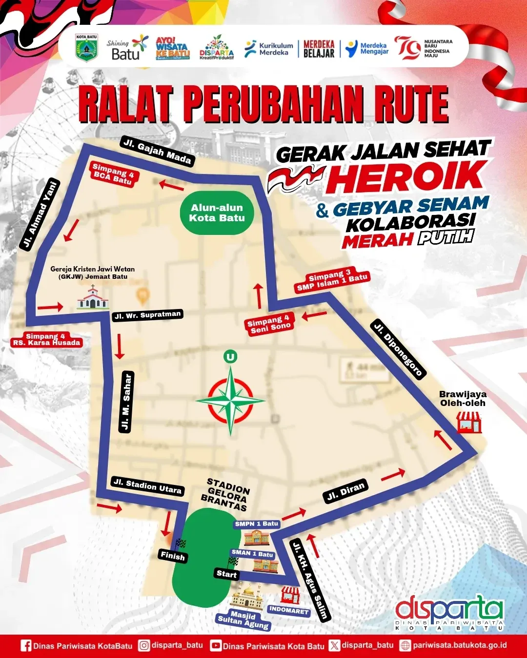 Pembaruan Rute untuk Gerak Jalan Heroik dan Senam Kolaborasi Merah Putih