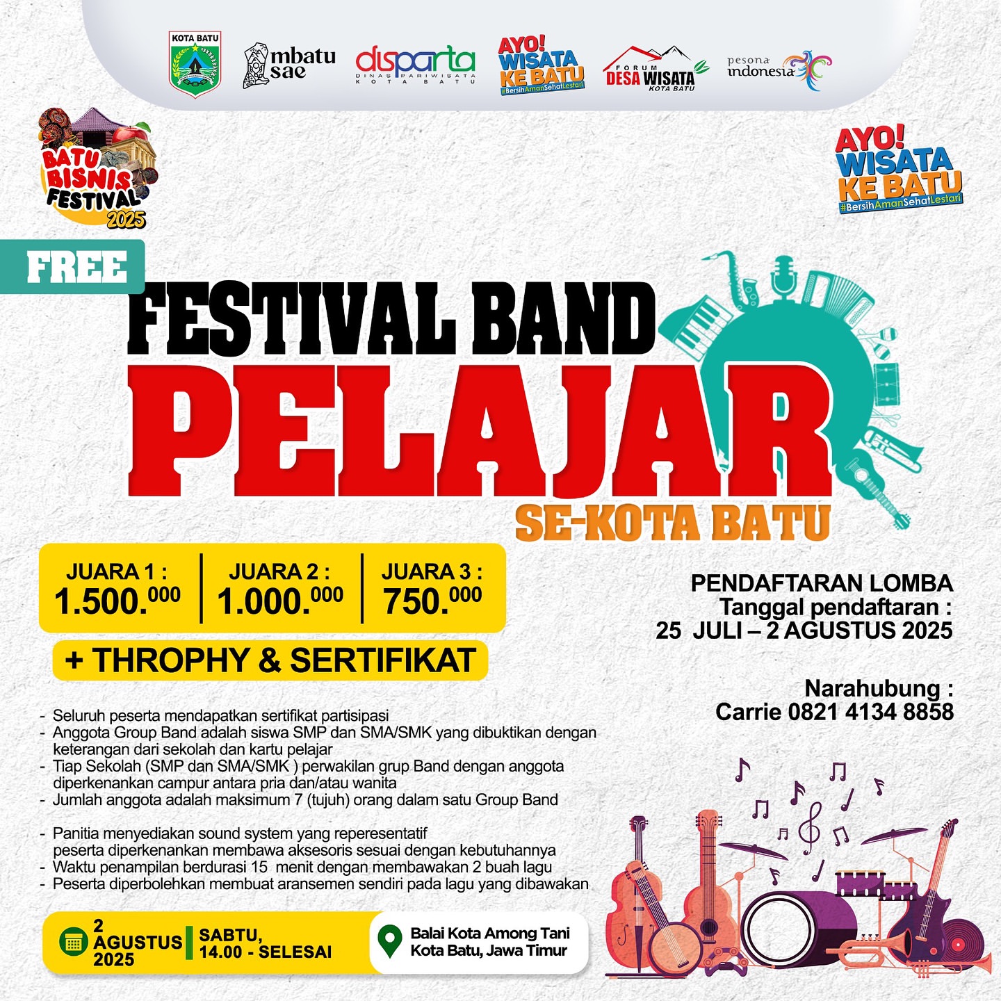 Festival Band Pelajar se-Kota Batu akan Segera Digelar!