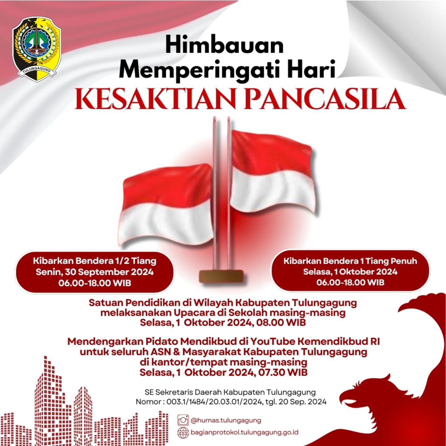 Himbauan Peringatan Hari Kesaktian Pancasila di Tulungagung 2024