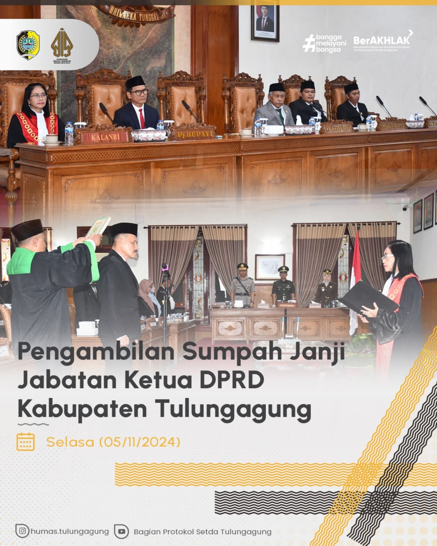 Marsono Dilantik Kembali Sebagai Ketua DPRD Kabupaten Tulungagung