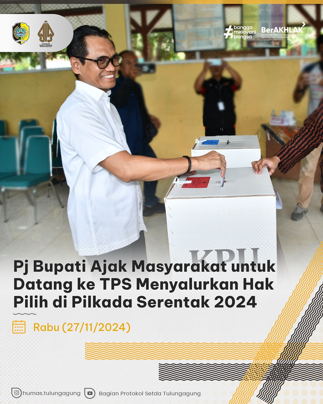 Pj. Bupati Tulungagung dan Sekda Salurkan Suara di Pilkada 2024