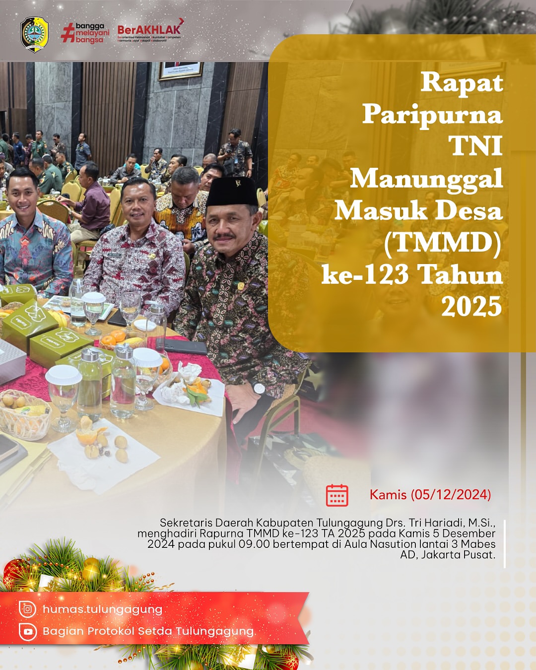 Rapat Paripurna TMMD ke-123 Tahun 2025 di Kabupaten Tulungagung