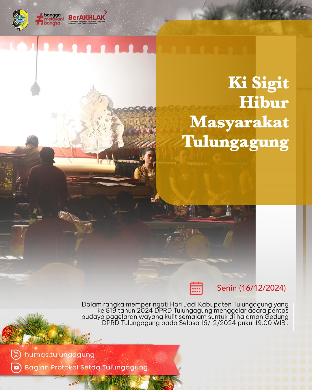 Pagelaran Wayang Kulit Hibur Masyarakat Tulungagung