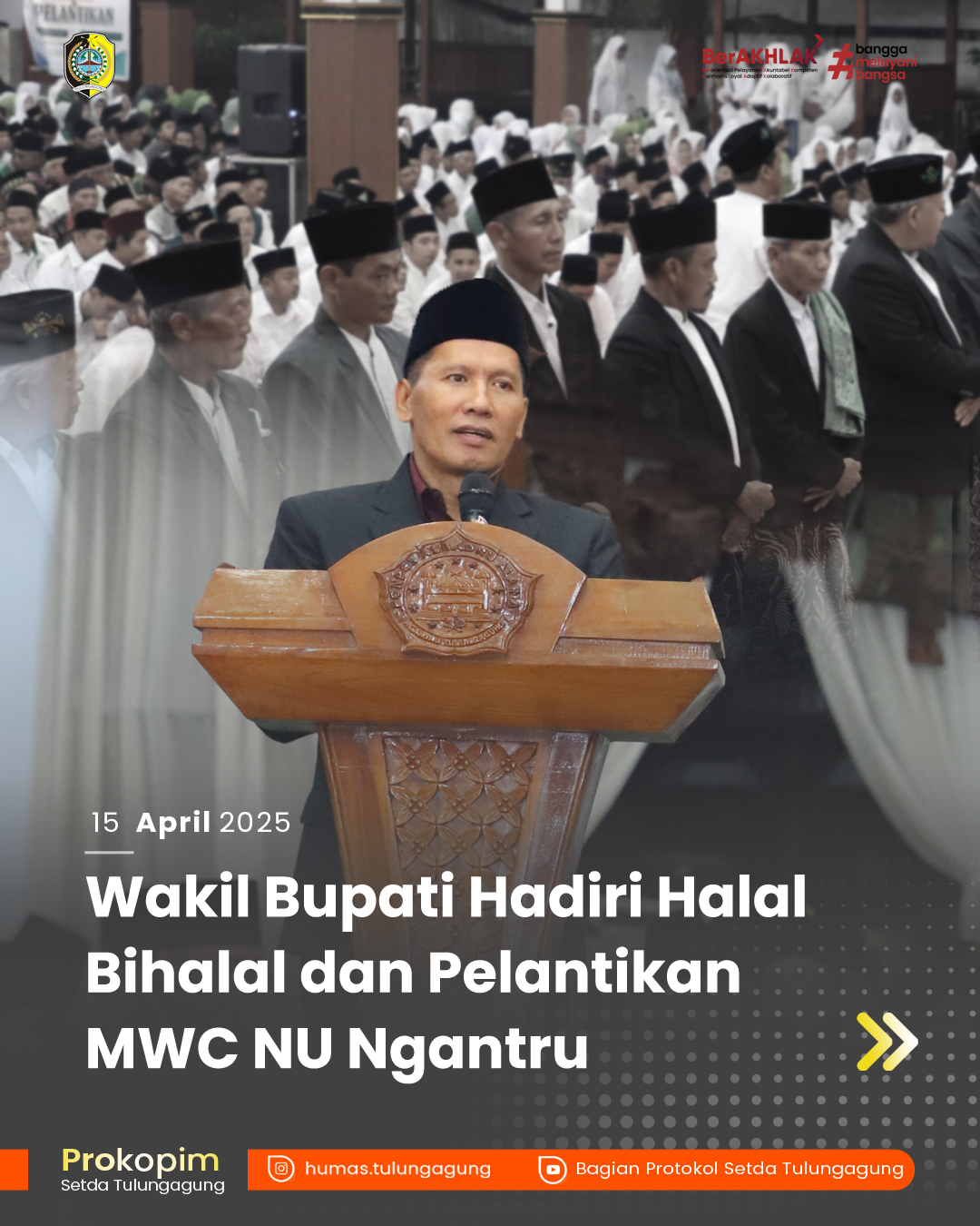 Wakil Bupati Tulungagung Hadiri Halal Bihalal dan Pelantikan MWCNU