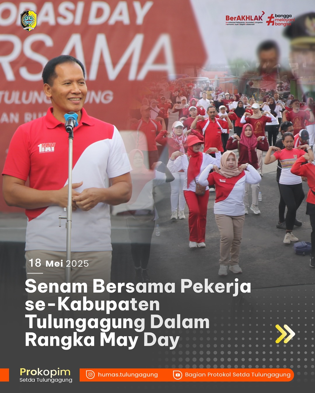 Perayaan Hari Buruh Internasional di Tulungagung diwarnai dengan Senam Bersama dan Semangat Kebersamaan