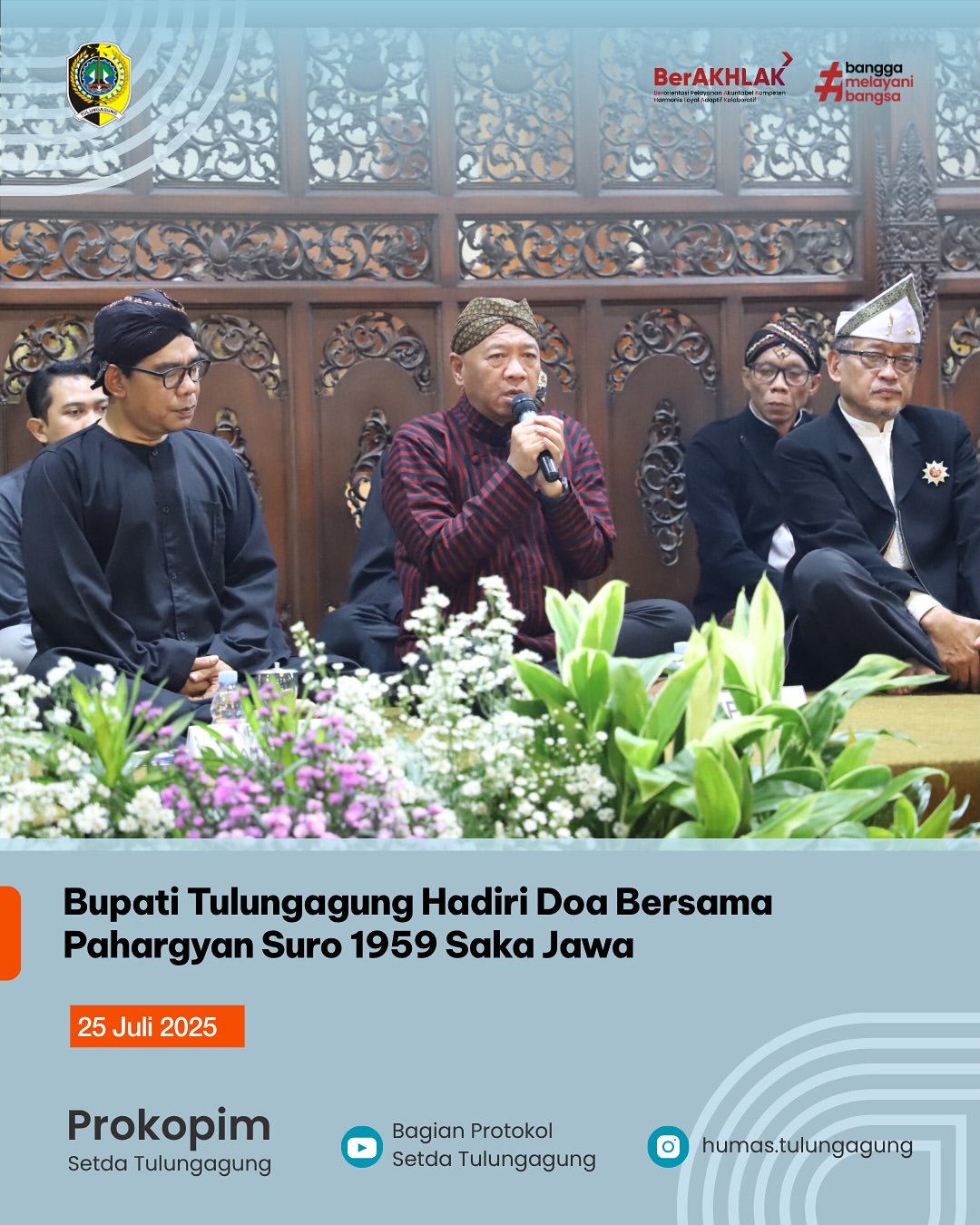 Bupati Tulungagung Hadiri Doa Bersama Pahargyan Suro 1959 Saka Jawa