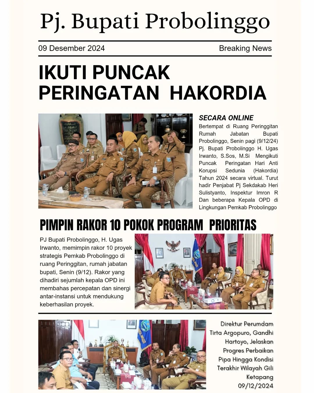 Pj Bupati Probolinggo Laksanakan Tiga Agenda Penting