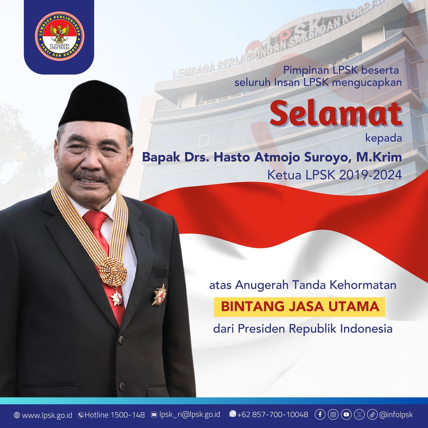 Penghargaan Bintang Jasa Utama untuk Ketua LPSK