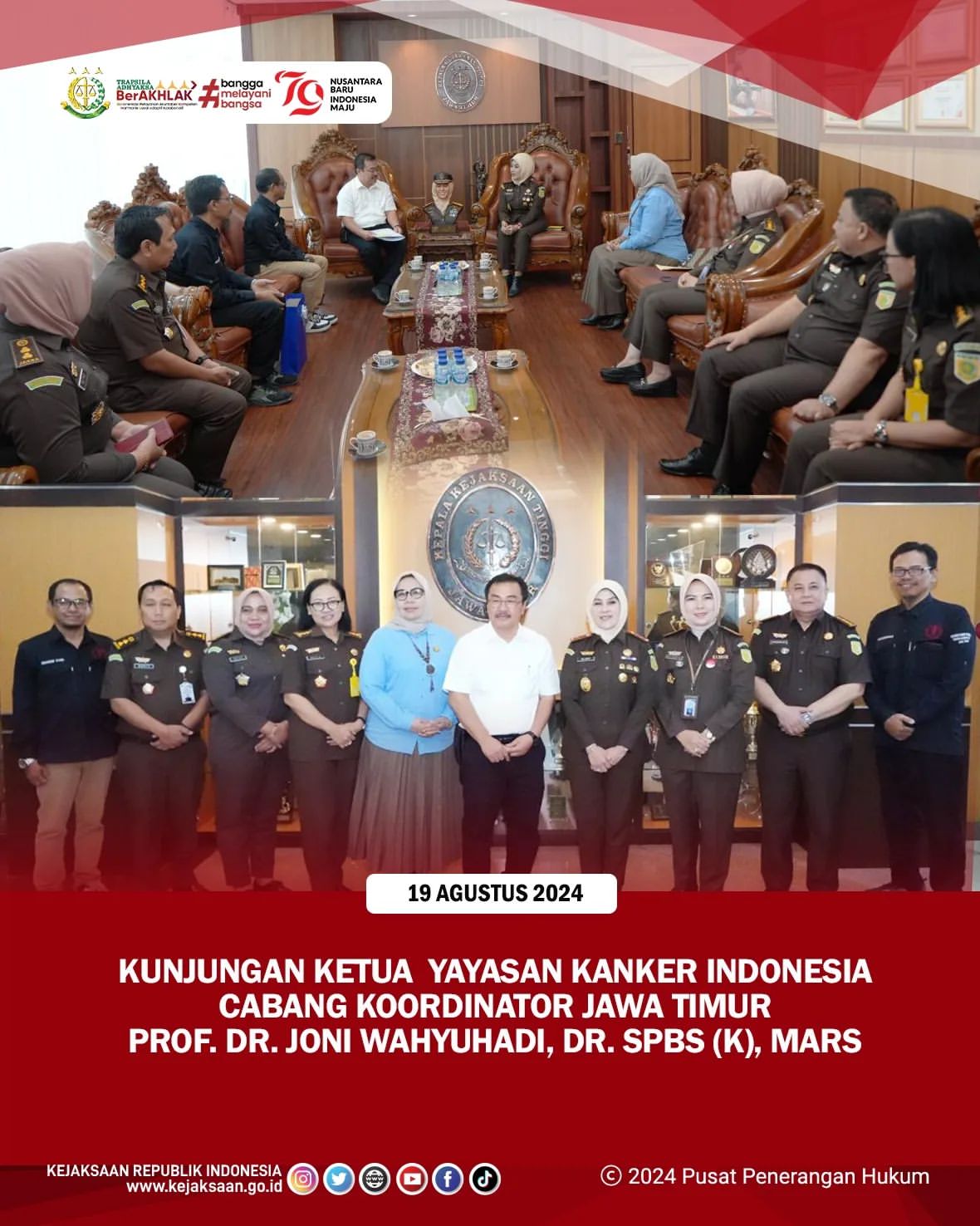 Kunjungan Ketua Yayasan Kanker Indonesia ke Kejati Jatim