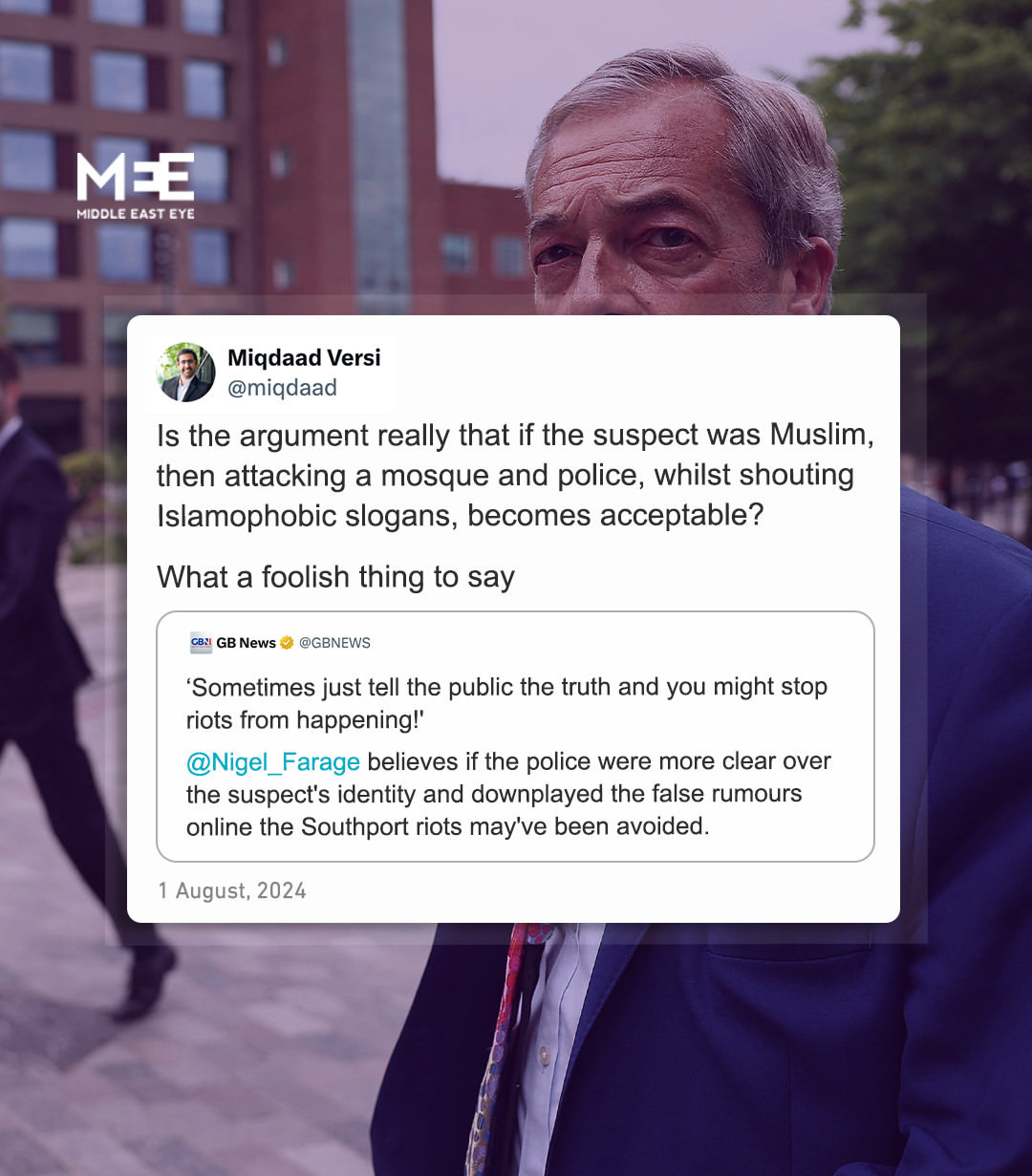 Kritik Terhadap Nigel Farage Setelah Serangan Terhadap Masjid di Inggris
