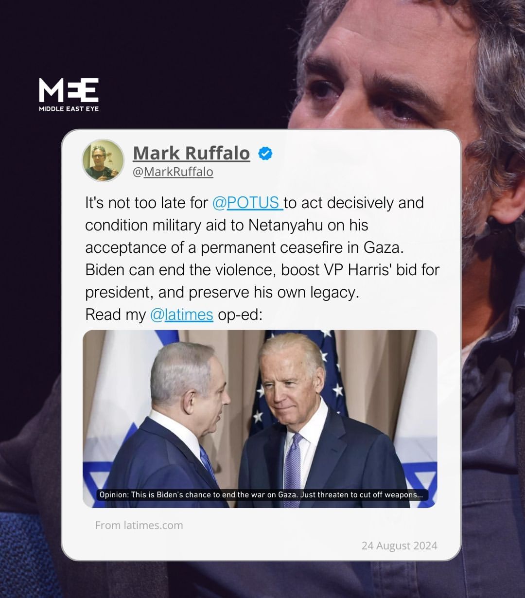 Mark Ruffalo Menyarankan Cara Presiden Biden Akhiri Kekerasan di Gaza