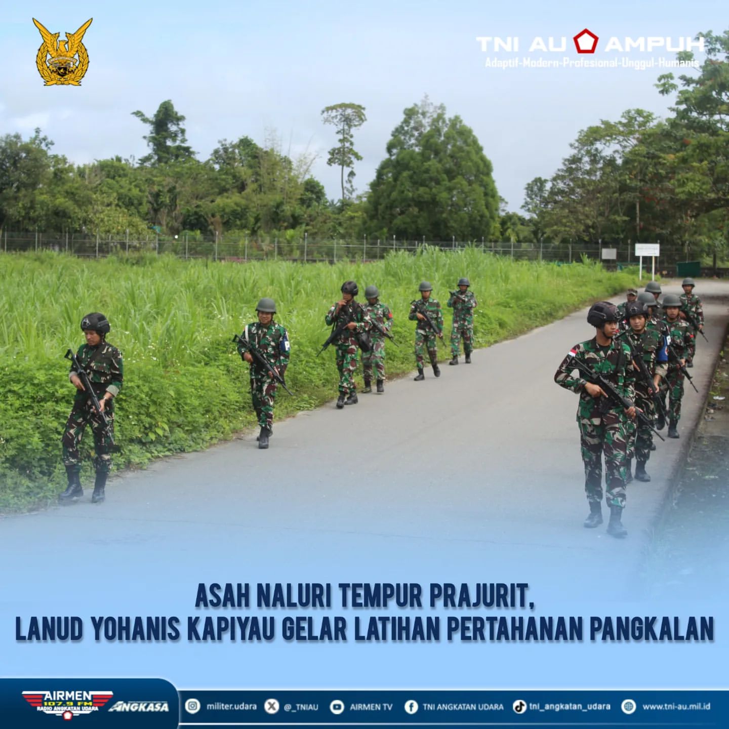 Latihan Pertahanan Pangkalan TNI AU Yohanis Kapiyau untuk Tingkatkan Kesiapan Prajurit
