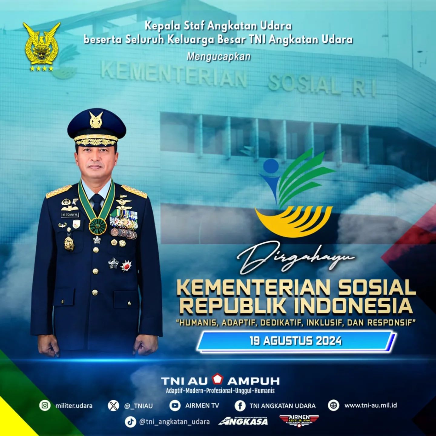 Dirgahayu Kementerian Sosial Republik Indonesia, TNI Angkatan Udara Mengucapkan Selamat