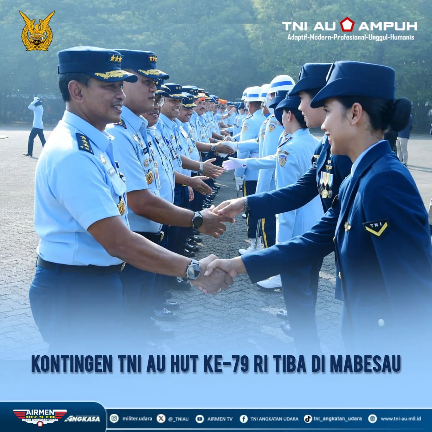 Kontingen TNI Angkatan Udara Tiba di Mabesau untuk Perayaan HUT RI ke-79
