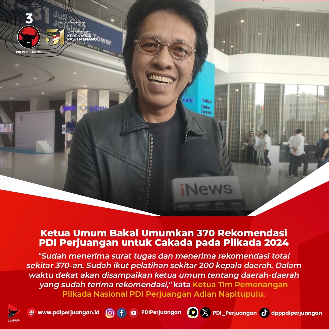 PDI Perjuangan Siap Umumkan 370 Rekomendasi untuk Pilkada 2024