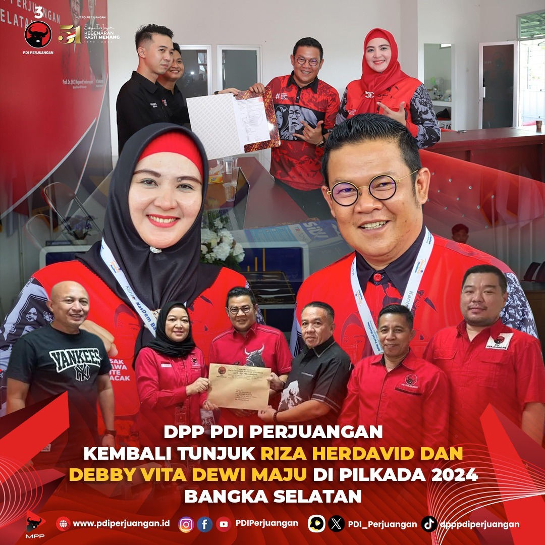 Riza Herdavid dan Debby Vita Dewi Dapat Rekomendasi dari PDI Perjuangan untuk Pilkada 2024