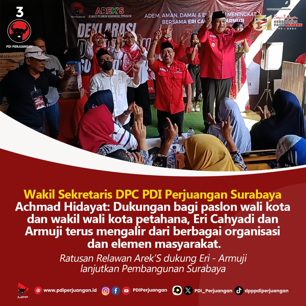 Dukungan Terus Mengalir untuk Eri Cahyadi dan Armuji di Pemilukada Surabaya