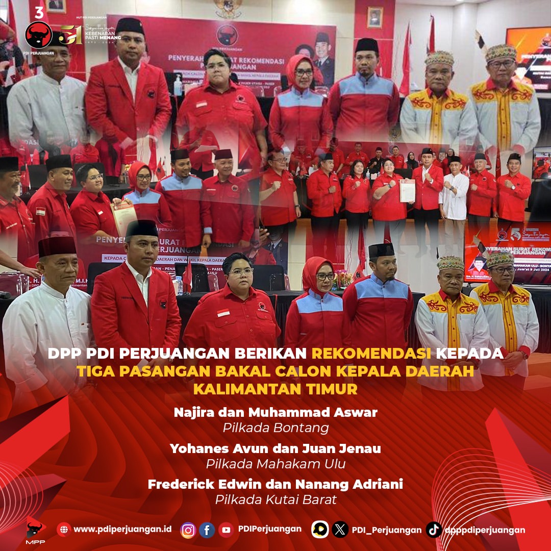 PDI Perjuangan Serahkan Rekomendasi Calon Kepala Daerah untuk Pilkada