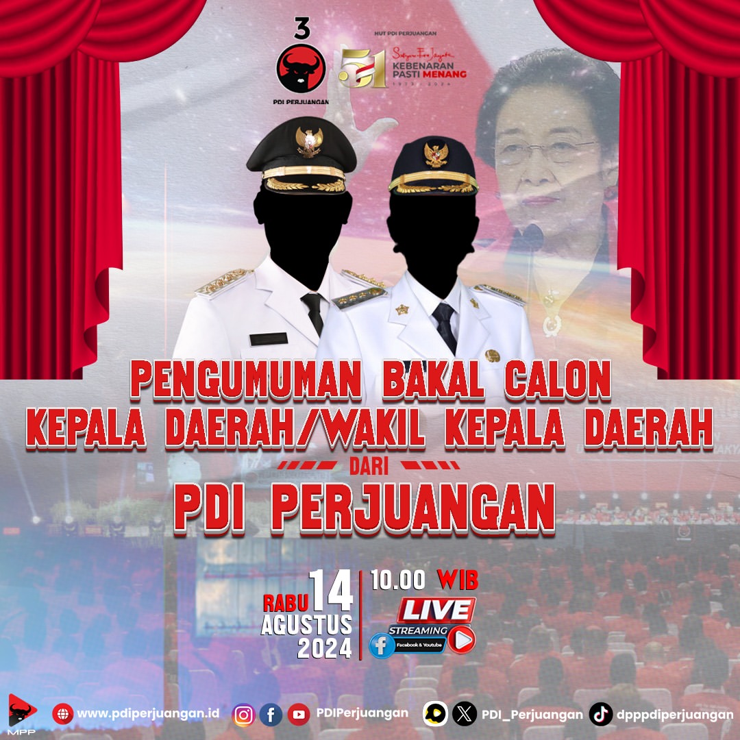 PDI Perjuangan Gelar Pengumuman Calon Kepala Daerah untuk Pilkada 2024