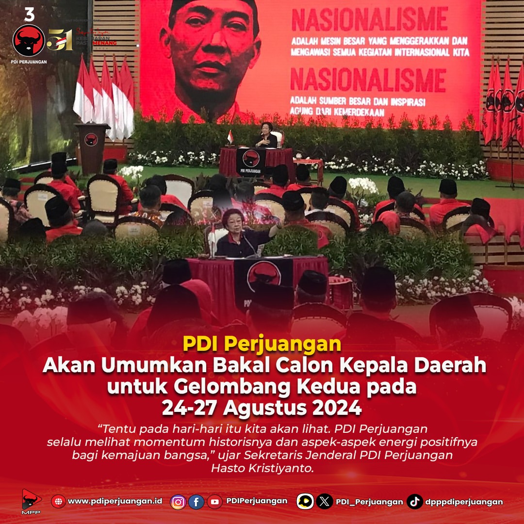 PDI Perjuangan Umumkan Calon Kepala Daerah untuk Gelombang Kedua