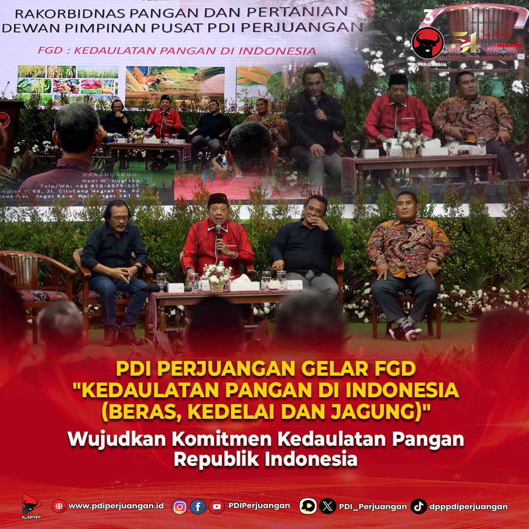 DPP PDI Perjuangan Adakan Diskusi Fokus Tentang Pangan dan Pertanian