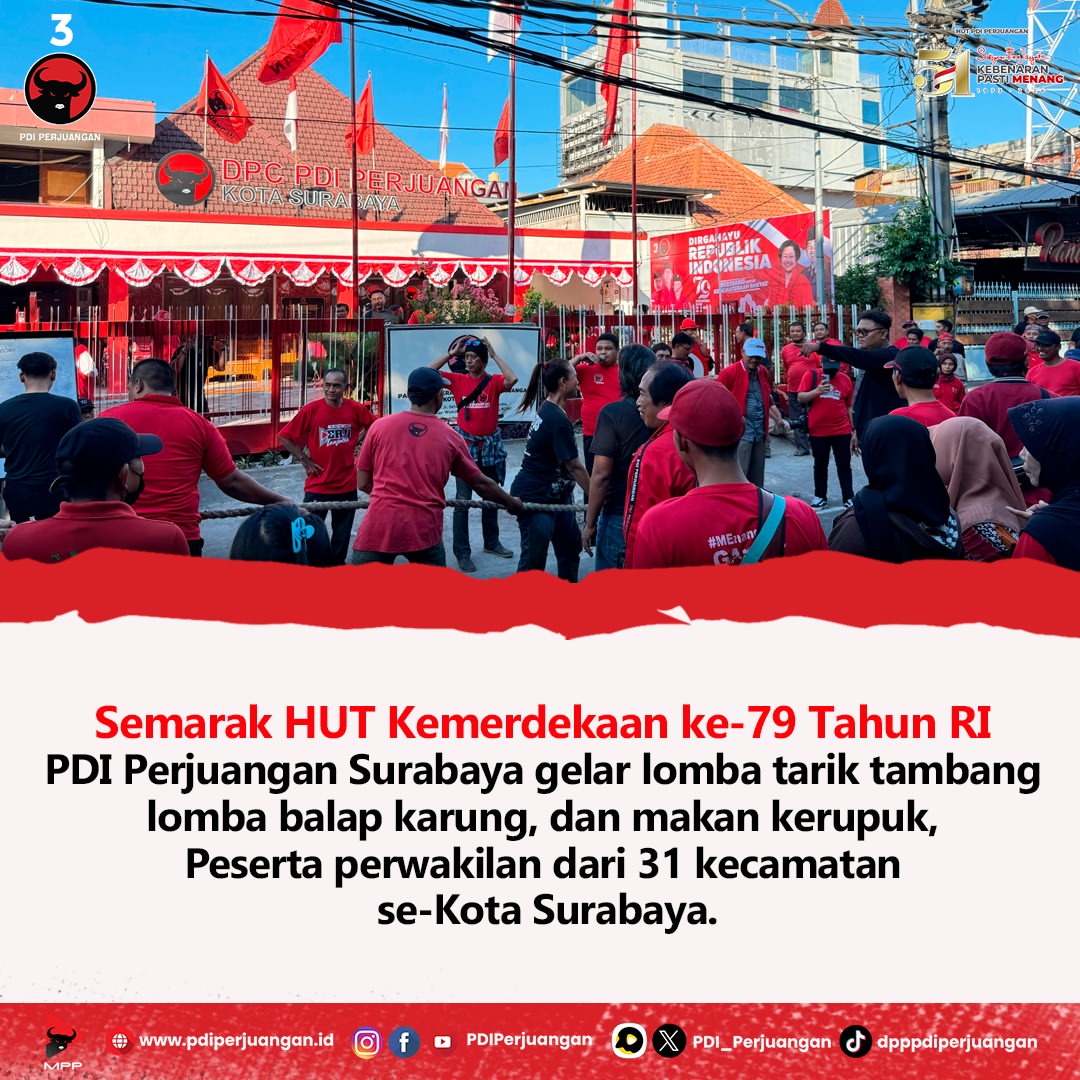 Meriahkan HUT Kemerdekaan ke-79, PDI Perjuangan Surabaya Gelar Berbagai Lomba