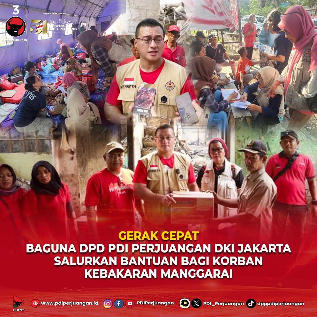 Bantuan Sosial dari Baguna PDIP untuk Korban Kebakaran di Jakarta Selatan