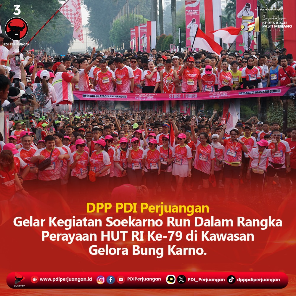 DPP PDI Perjuangan Gelar Soekarno Run untuk Rayakan HUT RI Ke-79