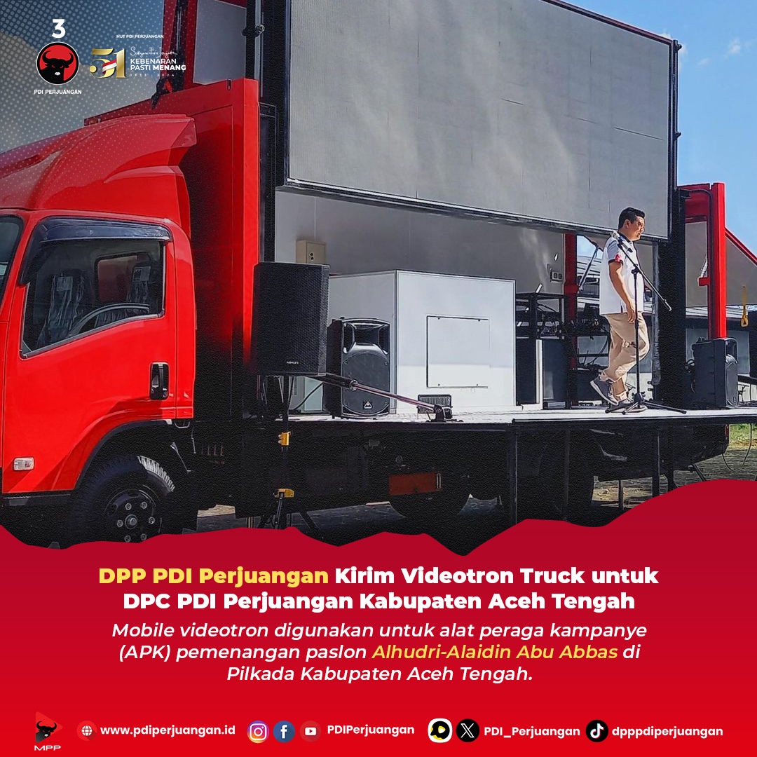DPP PDI Perjuangan Kirim Videotron Truck untuk Aceh Tengah