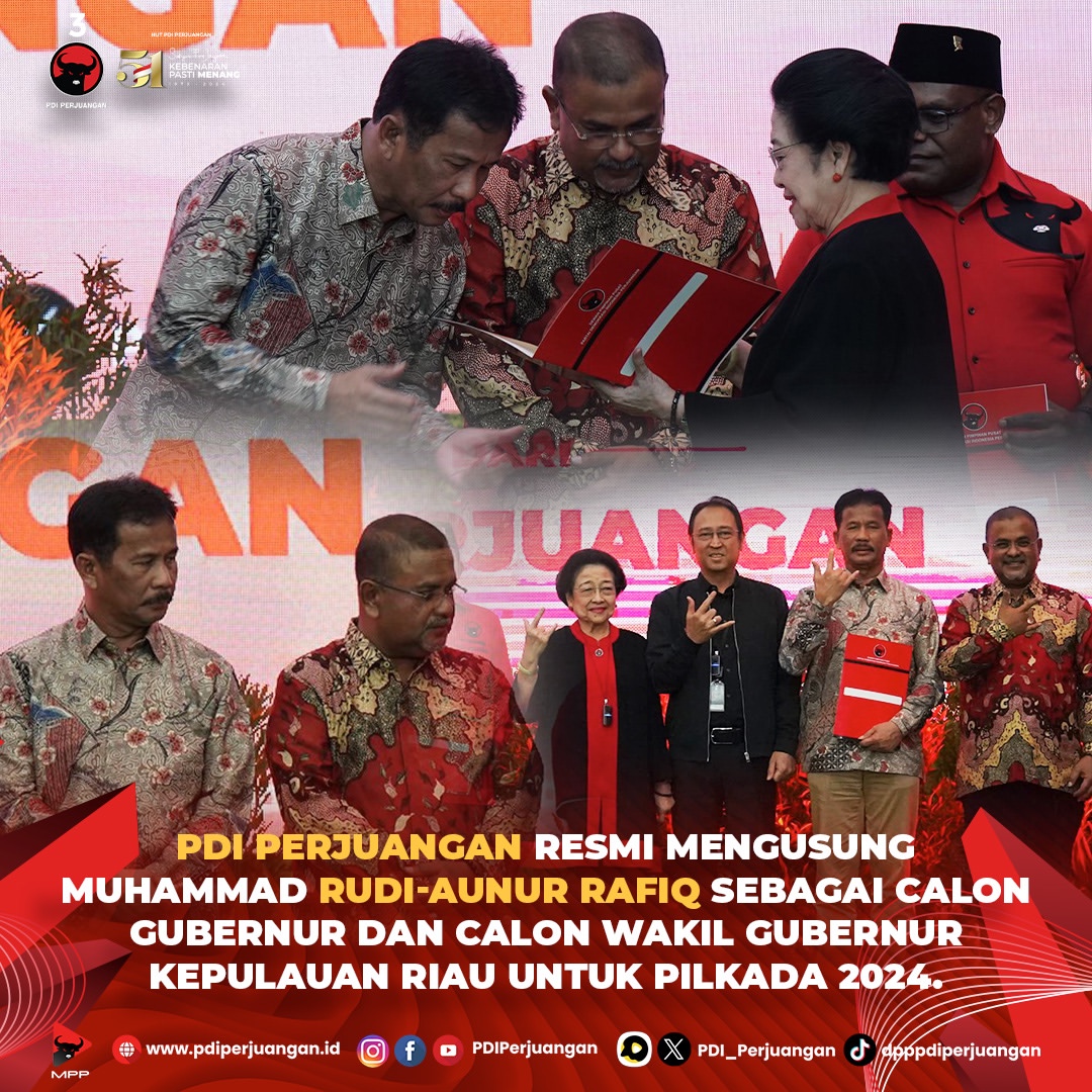 PDI Perjuangan Resmi Usung Rudi dan Rafiq untuk Pilgub Kepri 2024