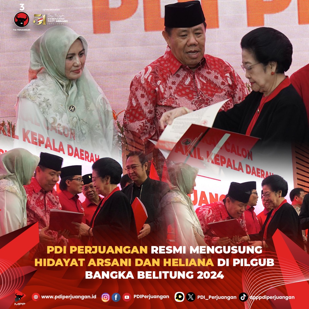 PDI Perjuangan Resmi Umumkan Calon Gubernur untuk Pilgub Babel 2024