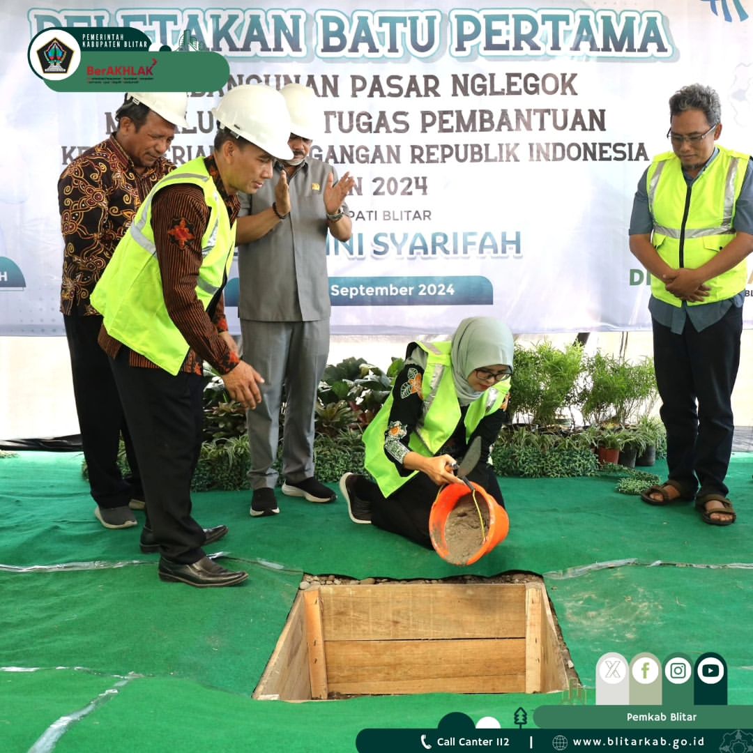Pembangunan Pasar Nglegok Dimulai, Bupati Blitar Lakukan Peletakan Batu Pertama