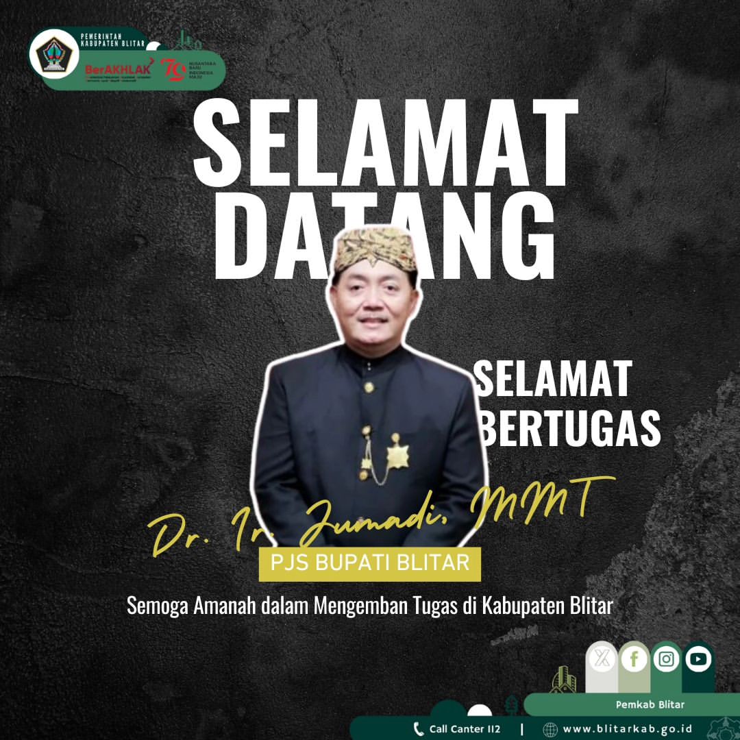 Pemerintah Kabupaten Blitar Lantik PJS Bupati Dr. Ir. Jumadi, M.MT