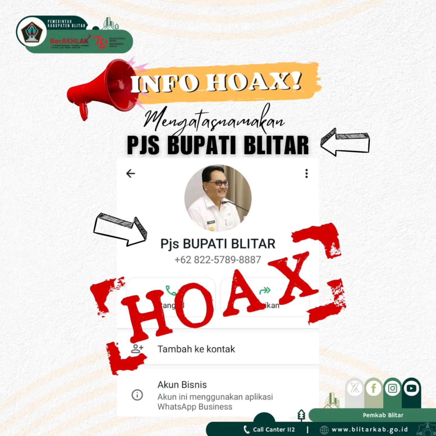 Waspada Penipuan di Media Sosial yang Mengatasnamakan Pejabat Blitar