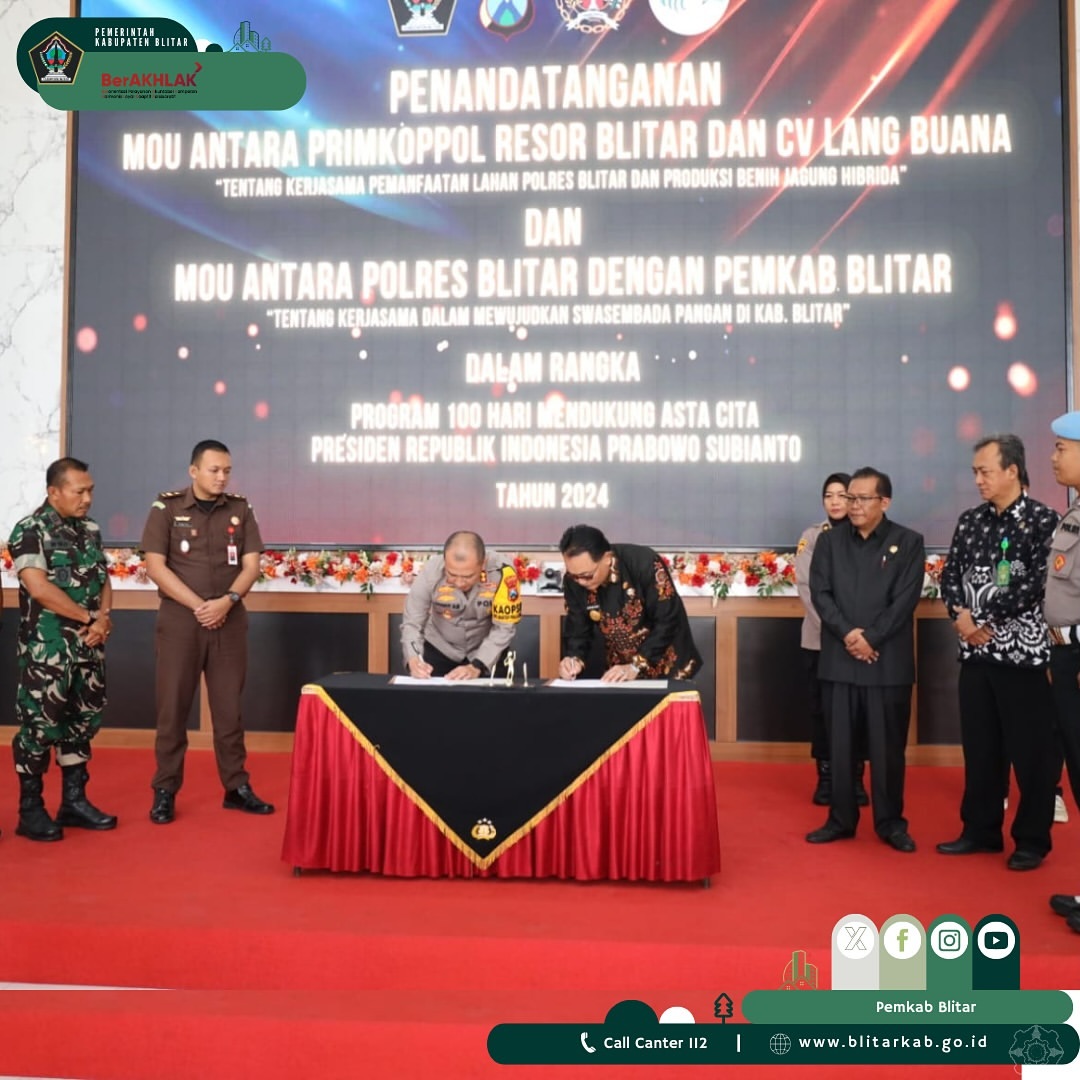 Pemkab Blitar Tandatangani MOU untuk Swasembada Pangan